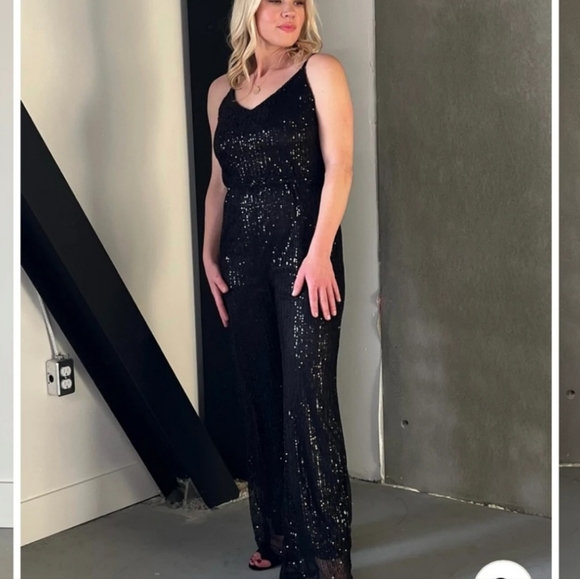 NWT DEX Sequin Strapless Jumpsuit/Romper Black - Picture 7 of 9